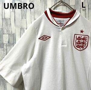 UMBRO アンブロ サッカー イングランド代表 ユニフォーム ゲームシャツ 半袖 刺繍ロゴ ワッペン サイズL 送料無料