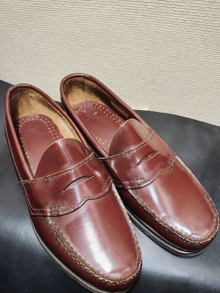 送料無料 未使用 ローファー G.H.BASS WEEJUNS LOGAN 734 LEATHER SOLE Wine MADE IN USA 7 25cmローファー