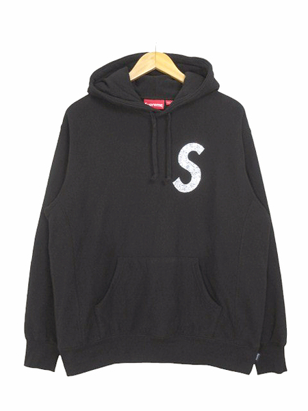 シュプリーム Supreme スワロフスキー Ｓロゴ フーデッド スウェットシャツ 21SS Swarovski S Logo Hooded Sweatshirt ブラック size Small