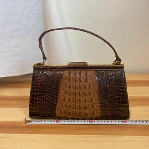  ручная сумочка крокодил wani кожа сумка Gold металлические принадлежности античный Vintage кожа клатч 