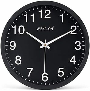 WISKALON 壁掛け時計 連続秒針 静音 アナログ 非電波 掛け時計 クォーツ クロック シンプル おしゃれ 直径25x4.3