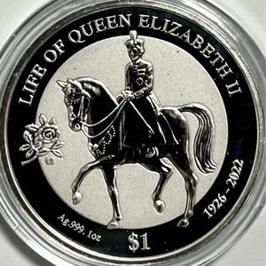 2022年逆艶消し仕上げリバース銀貨英領ヴァージン諸島エリザベス女王治世記念銀貨2つの肖像（ダブルエフィジー）アンティークコイン モダン