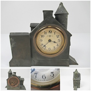 ◆[A20]SEIKOSHA　精工舎　置時計　ゼンマイ　家型　古いレトロ　アンティーク　動作確認済
