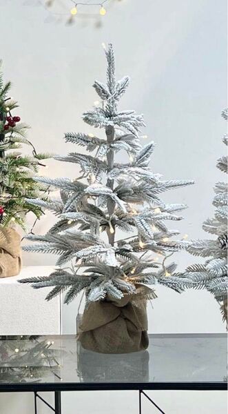 60cm クリスマス ツリー プリライト LED 雪 卓上 机 欧米 雪 小型