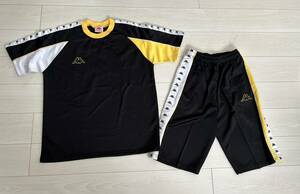 *Kappa Kappa short sleeves jersey shirt & shorts top and bottom set black F back Logo *