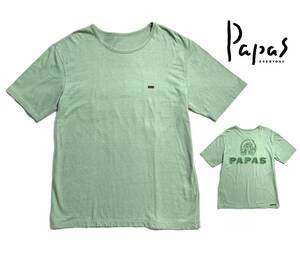 最高級【定価2万】Papas パパス ロゴワッペン 半袖 Tシャツ L (50) メンズ インディアン【雰囲気抜群の一枚】送料370円 日本製 コットン