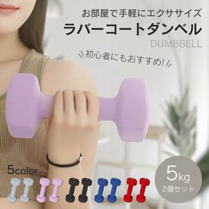 送料無料 ダンベル 5kg 2個セット 可愛い カラーダンベル トレーニング 男性 女性 鉄アレイ エクササイズ ダイエット 負荷 de094