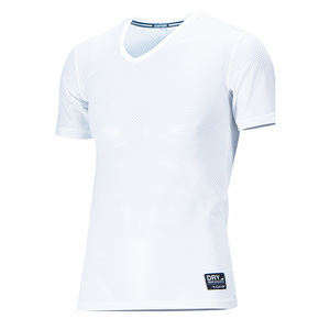 Vネックシャツが登場!! ドライクレーターメッシュ Vネック シャツ（ホワイト / M）半袖シャツ 吸汗 速乾 オールシーズン インナー 白シャツ