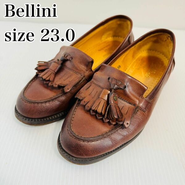【希少】DIEGO BELLINI ディエゴベリーニ　キルトタッセルローファー　ブラウン　23.0 革靴　ブラウン 茶　36サイズ