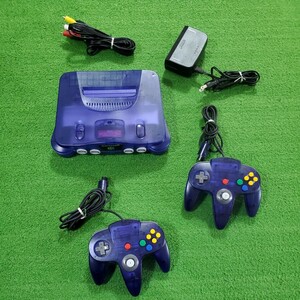 任天堂 NINTENDO 64 ロクヨン 本体 コントローラ 2個 動作確認済み ミッドナイトブルー トイザらス限定カラー 希少品