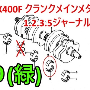 CBX400F クランクメインメタル D（緑）クランクメタル（純正 シービーエックス 廃番部品 絶版部品 CBX550F 当時物）