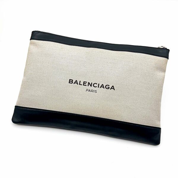 【極美品】BALENCIAGA バレンシアガ ネイビークリップ M クラッチバッグ セカンドバッグ