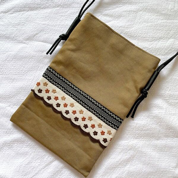 サコッシュ CHECK&STRIPE チノクロス ヴィンテージリボン
