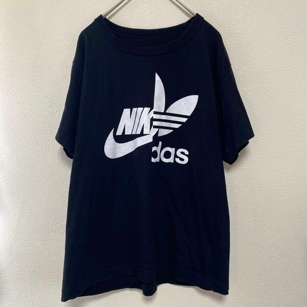 パロディ　Tシャツ　adidas NIKE 半袖　ブラック　メンズ　ボーイズ　ガールズ　ユニセックス