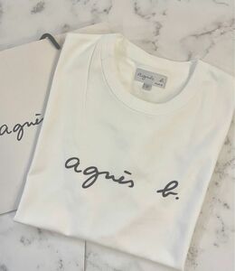 アニエスベーagnes b.半袖ロゴTシャツ　ホワイトレディースLサイズ