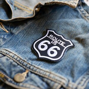 【ワッペン】アイロンワッペン ルート66 Route 66 デニム・ジーンズに相性抜群！古着・洋服のリメイクに！刺繍 お裁縫 (No/012）