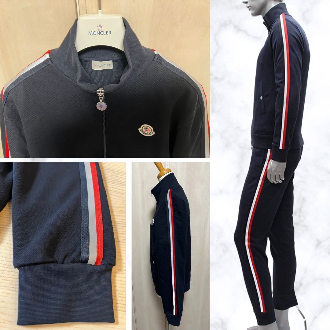 定価12万円!!【新品未使用タグ付き・本物保証】MONCLER Stripped Maglia Tricot Cardiganトラックジャージ 上着 Sサイズ ネイビー色 紺 定価12万円!!【新品未使用タグ付き・本物保証】MONCLER Stripped Maglia Tricot Cardiganトラックジャージ 上着 Sサイズ ネイビー色 紺