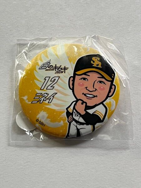 新品 福岡ソフトバンクホークス 嶺井博希 缶バッジ 若鷹ガチャ 白のキセキ