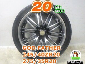 深リム[中古タイヤホイール4本セット]GOD FATHER[20x8J+38/9J+38/114.3/5H][245/40R20][275/35R20]アルヴェル,シーマ,フーガ,アテンザ