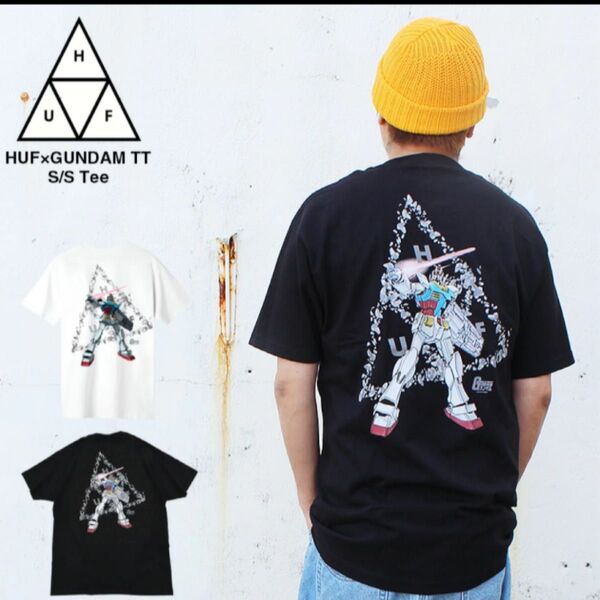 Tシャツ 半袖 ブラック 半袖Tシャツ ハフ ガンダム HUFx GANDAM コラボ アメリカ輸入品 黒