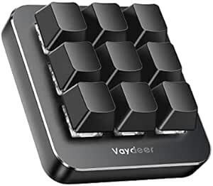 Vaydeer プログラマブルキーボード 9キー ショートカットキーボード ゲーミング 片手 有線 メカニカル キーボードマクロ可