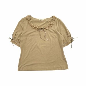 INGEBORG インゲボルグ レース フリル 半袖 カットソー Tシャツ Mサイズ/ベージュ系/レディース ピンクハウス レトロ