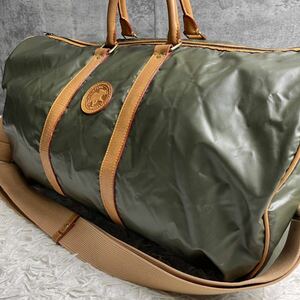  прекрасный товар / большая вместимость Hunting World 2way сумка "Boston bag" палочки .- Cross сумка на плечо хаки плечо .. кожа нейлон HUNTING WORLD