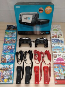 1 jpy ~ Nintendo nintendo Wii U body 32GB ( black ) soft summarize nn tea k remote control plus sensor bar set 