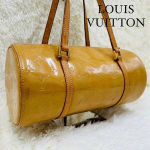 1円 ■美品■ LOUIS VUITTON ルイヴィトン V10979 モノグラムヴェルニ ベッドフォード ハンドバッグ トートバッグ イエロー系 筒形