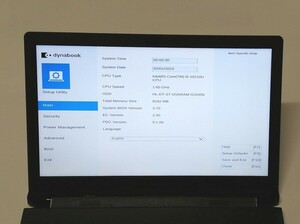 東芝 dynabook BJ65/FS A6BJFSFAL511 Core i5-10210U 8GB BIOS起動 10世代