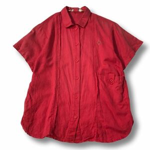 { superior article *}Christian Dior Christian Dior * pocket design * Old * Vintage * short sleeves shirt * red * size S(LS487)*YP