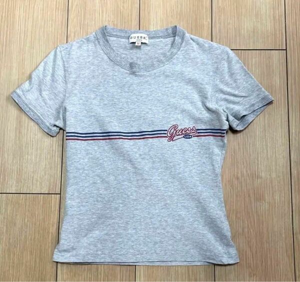 90s GUESS JEANS チビTシャツ ミニ丈 y2k 平成 グレー