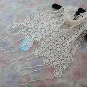 送料無料♪新品♪コットンモチーフレースストール♪生成り