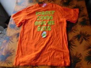 T-shits Tシャツ Rno44 DELTA L/G/G FORGET CANDYS GIVE ME BEER オレンジ　米軍基地上着 古着　used AIRFORCE