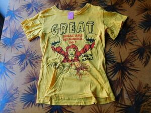 T-shits Tシャツ Rno138 SPICE M YELLOW 黄色　GREAT WHAT ARE WE GONNA DO!SHE'S BACK CRACK 米軍基地上着 古着　used AIRFORCE