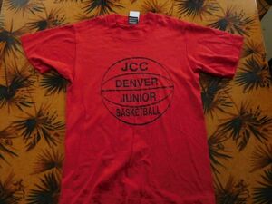 T-shits Tシャツ no.189 アメリカ製S JCC DENVER JUNIOR BASKETBALL　米軍基地上着 古着　used AIRFORCE