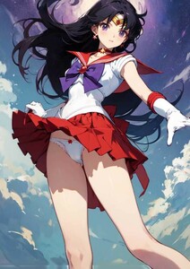 H154★全て一点物★美少女戦士セーラームーン 火野レイ セーラーマーズ　sailor mars A4ポスター ファンアート 同人イラスト　美乳　美尻