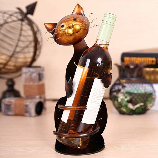 猫好きワインホルダー ボトルホルダー ワインラック ワインスタンド ワイン棚 猫 Cat Tooarts メタル 彫刻 インテリア プレゼント ギフト