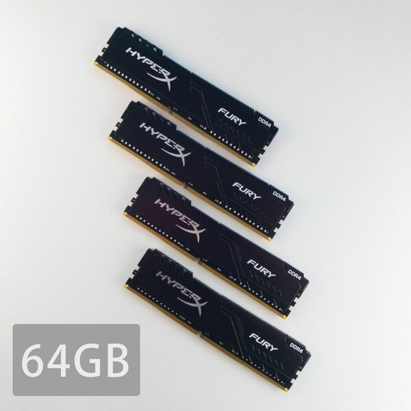 【極美品】【64GB】キングストン Kingston メモリ HyperX FURY DDR4 2666MHz 16GBx4枚