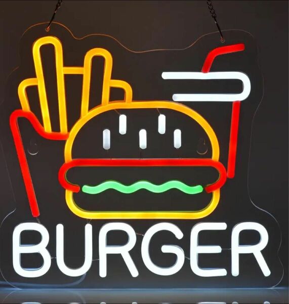 【輸入品】ハンバーガー Humburgerネオンサイン 多階段調光32*30cm LEDネオンライト インテリア 看板 ハンバーガ