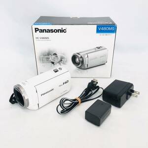 1円 美品 Panasonic パナソニック デジタル ビデオカメラ HC-V480MS 2021年製 ホワイト デジタルハイビジョン 