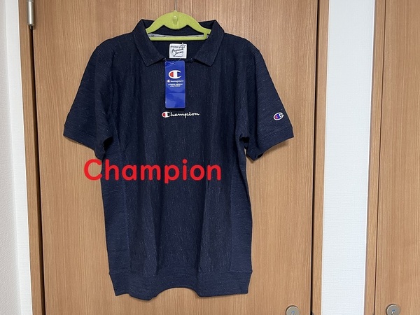 Champion ポロシャツ Ｍサイズ リバースウィーブ ゴルフ　ネイビー　スウェット　半袖　メンズ　チャンピオン 