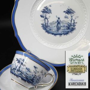 e3926[ Richard Ginori ] Mu geo pa -тактный la-re cup & блюдце . plate Richard Ginori прекрасный товар 