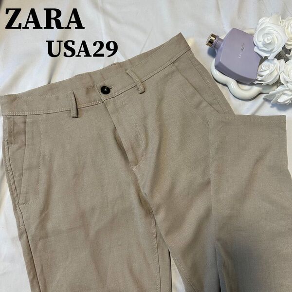 ZARA ザラ ストレートパンツ ベージュ 無地 スラックス カジュアル 6d2