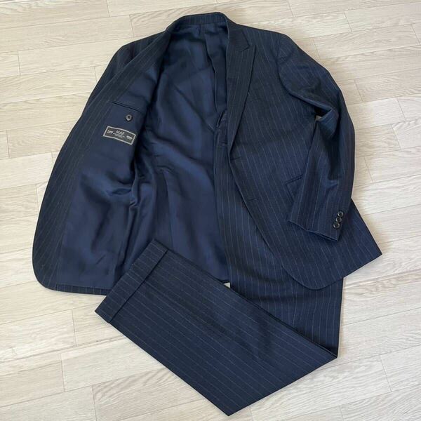 【名作】ケオキクチ TAKEO KIKUCHI ウール スーツ セットアップ MAF Lサイズ ネイビー フォーマル 紳士 ビジネス 式典 メンズ 人気モデル