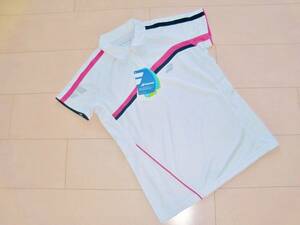 906 新品　Babolat　バボラ　シンプルゲームシャツ　白P　M　2－2　DRY UVカット　服飾規定適応商品