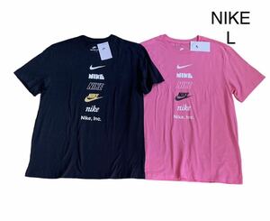  новый товар стандартный товар [NIKE/ Nike ] Nike NSWsushu Logo футболка 2 шт. комплект *L* чёрный розовый * короткий рукав футболка * черный розовый 