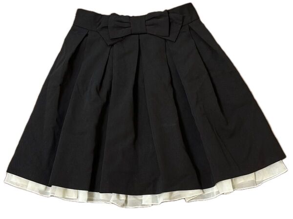 プリーツスカート リボン 無地柄