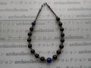 コレクションnacklace no15 緑ガラス38cm17個玉1.4x1.2cm　61g エスニック　ネックレス