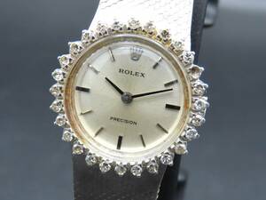 1 jpy ~! operation goods ROLEX Rolex Precision 2649 24 number hand winding Cal.1400 written guarantee attaching .SV925 diamond bezel lady's wristwatch SSCLG332